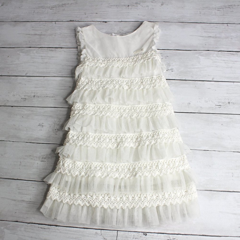 Mayoral Boutique Girl's White Vintage Lace Maxi Dress Size 2T 18 24 Mo